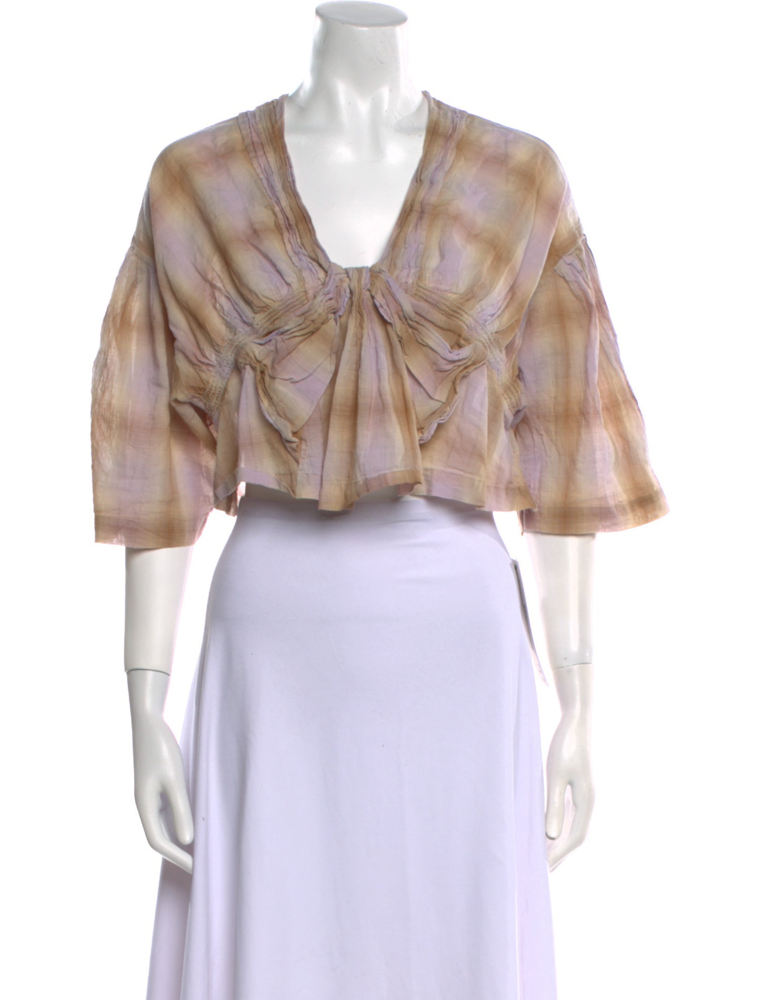 Iro Plaid Print V-Neck Crop Top