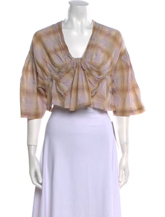 Iro Plaid Print V-Neck Crop Top