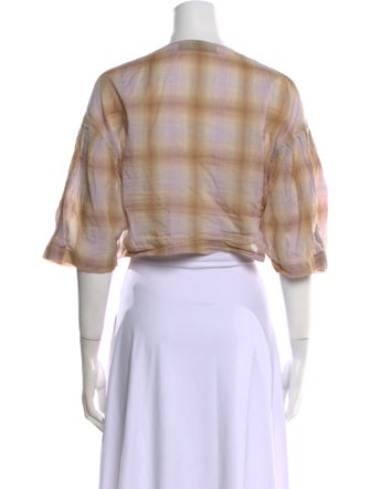 Iro Plaid Print V-Neck Crop Top