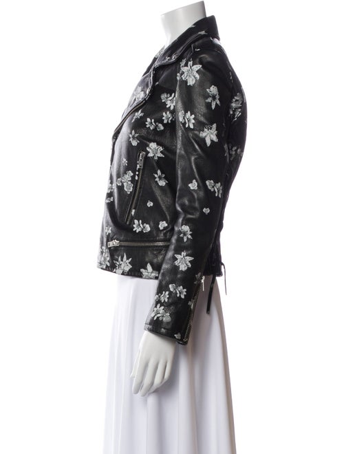 Iro Leather Floral Print Biker Jacket