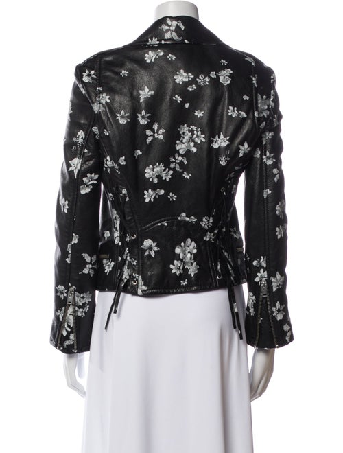 Iro Leather Floral Print Biker Jacket