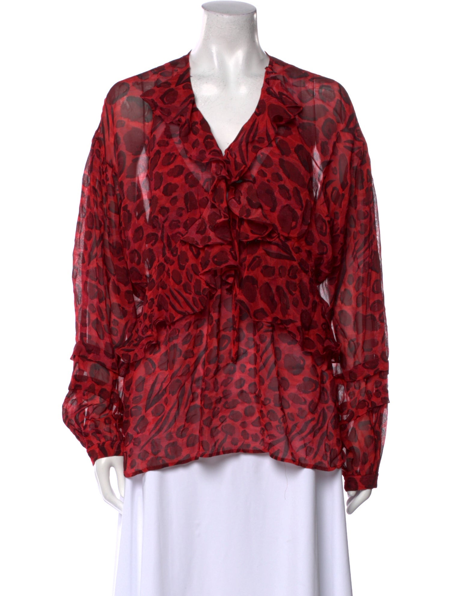 Iro Animal Print V-Neck Blouse