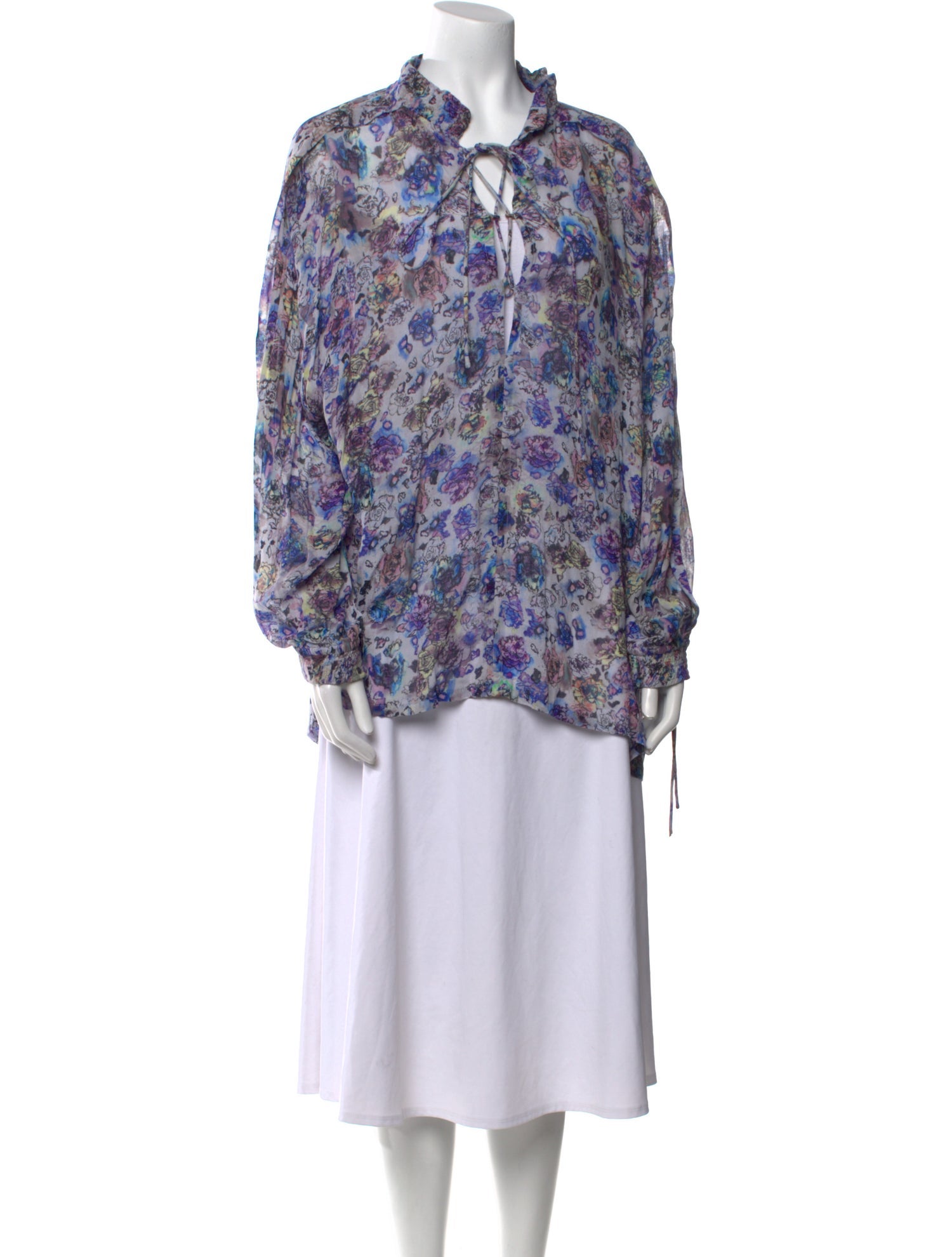 Iro Printed Mock Neck Blouse