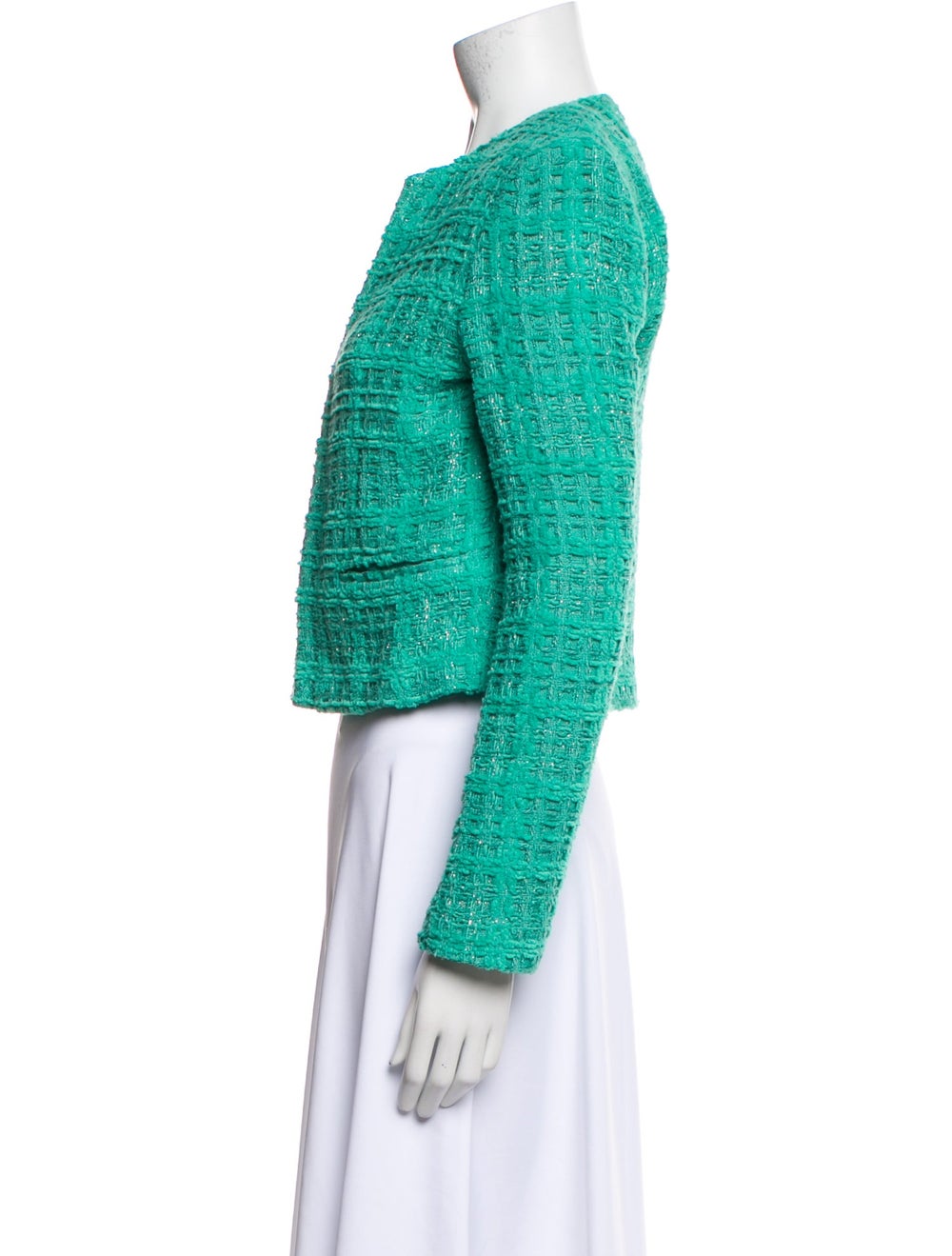 Iro Evening Jacket Green Tweed Pattern Glitter Ac… - image 2