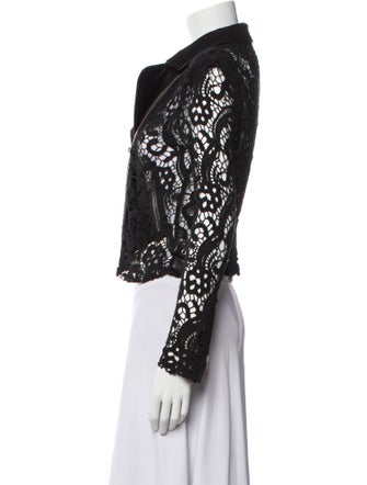 Iro Lamb Leather Lace Pattern Biker Jacket