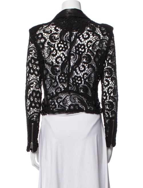Iro Lamb Leather Lace Pattern Biker Jacket