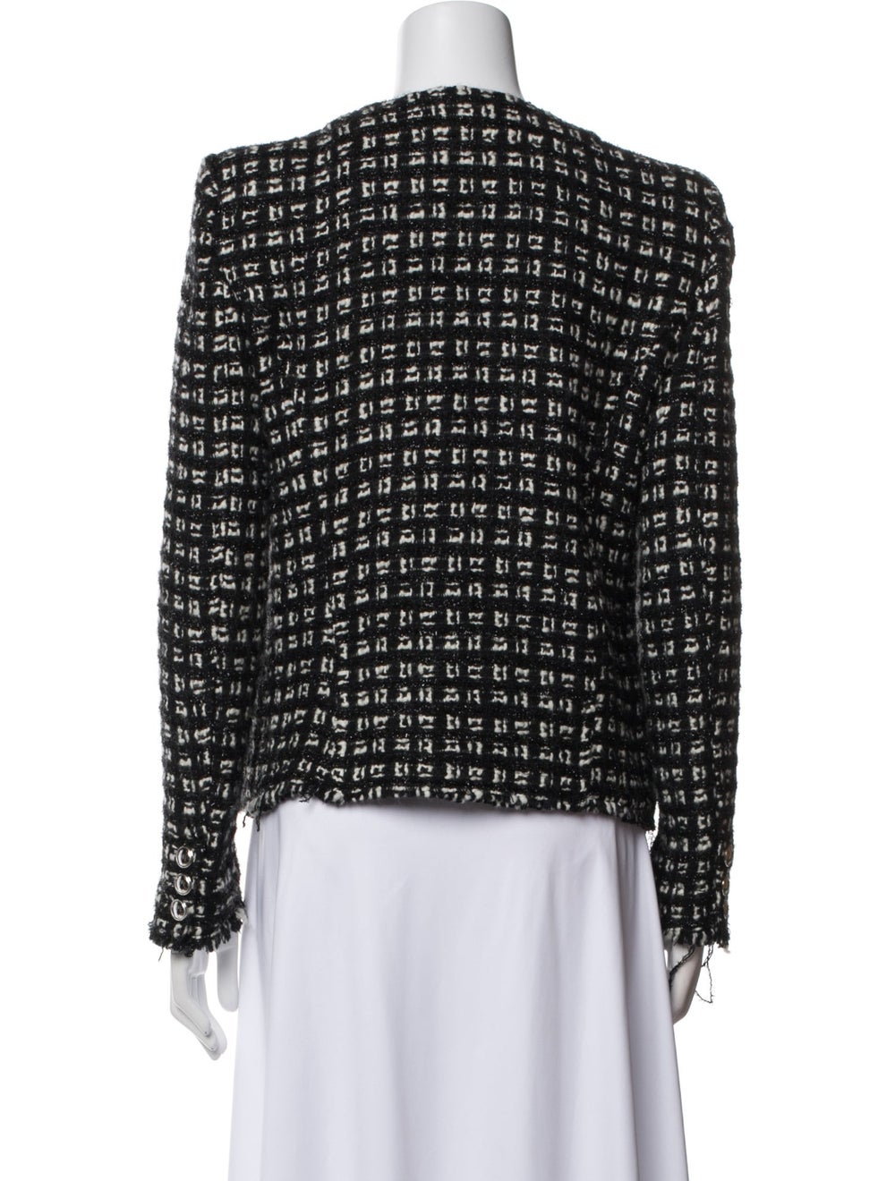 Iro Jacket Black Tweed Pattern Raw-Edge Trim & Co… - image 3