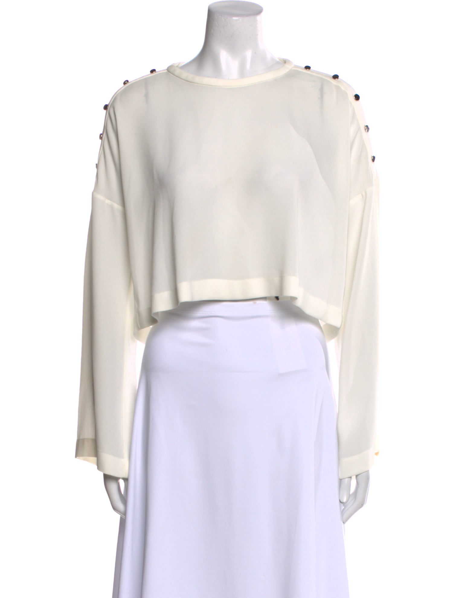 Iro Crew Neck Long Sleeve Crop Top