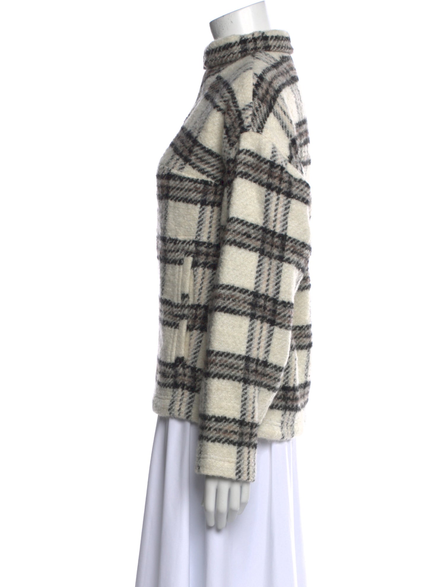 Iro Plaid Print Mock Neck Sweatshirt