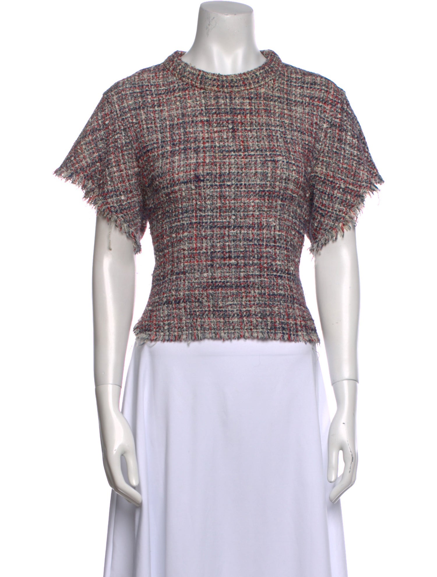 Iro Plaid Print Crew Neck Crop Top