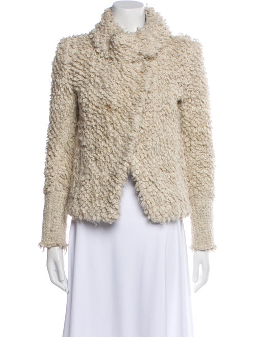 Iro Tweed Pattern Faux Fur Jacket