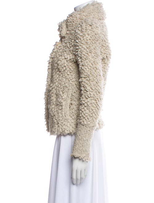 Iro Tweed Pattern Faux Fur Jacket
