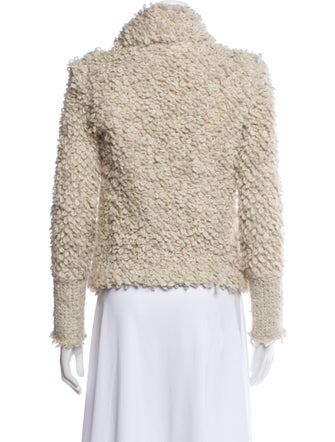 Iro Tweed Pattern Faux Fur Jacket