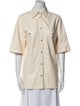 Iro Leather Short Sleeve Button-Up Top