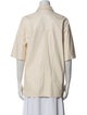 Iro Leather Short Sleeve Button-Up Top