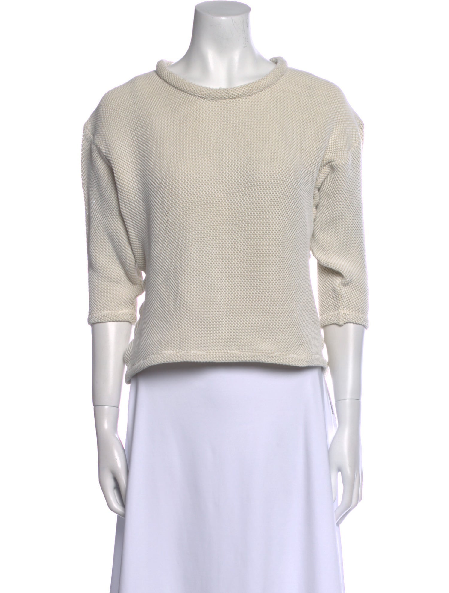 Iro Bateau Neckline Three-Quarter Sleeve Crop Top