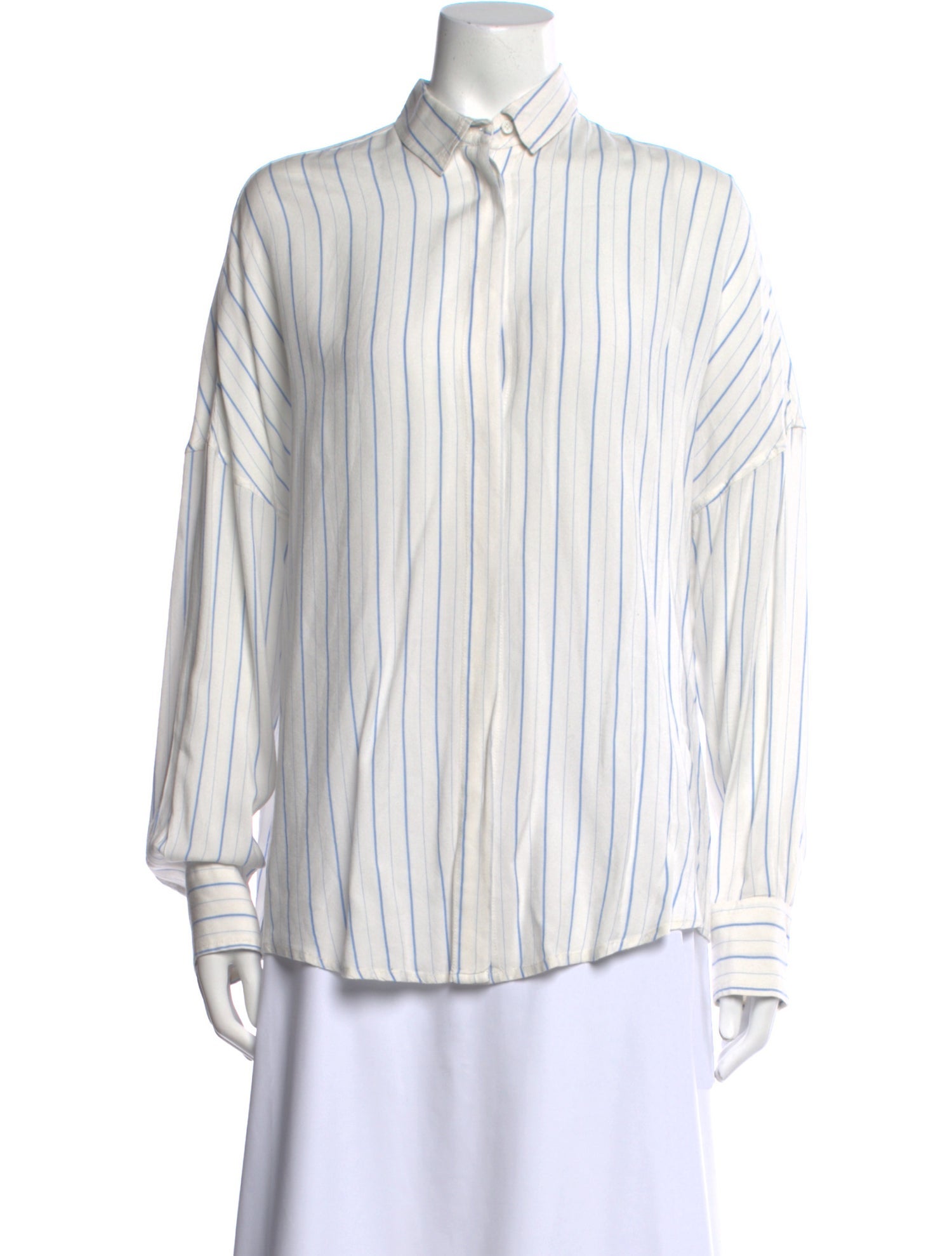 Iro Striped Long Sleeve Button-Up Top