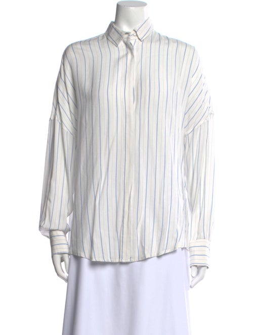 Iro Striped Long Sleeve Button-Up Top