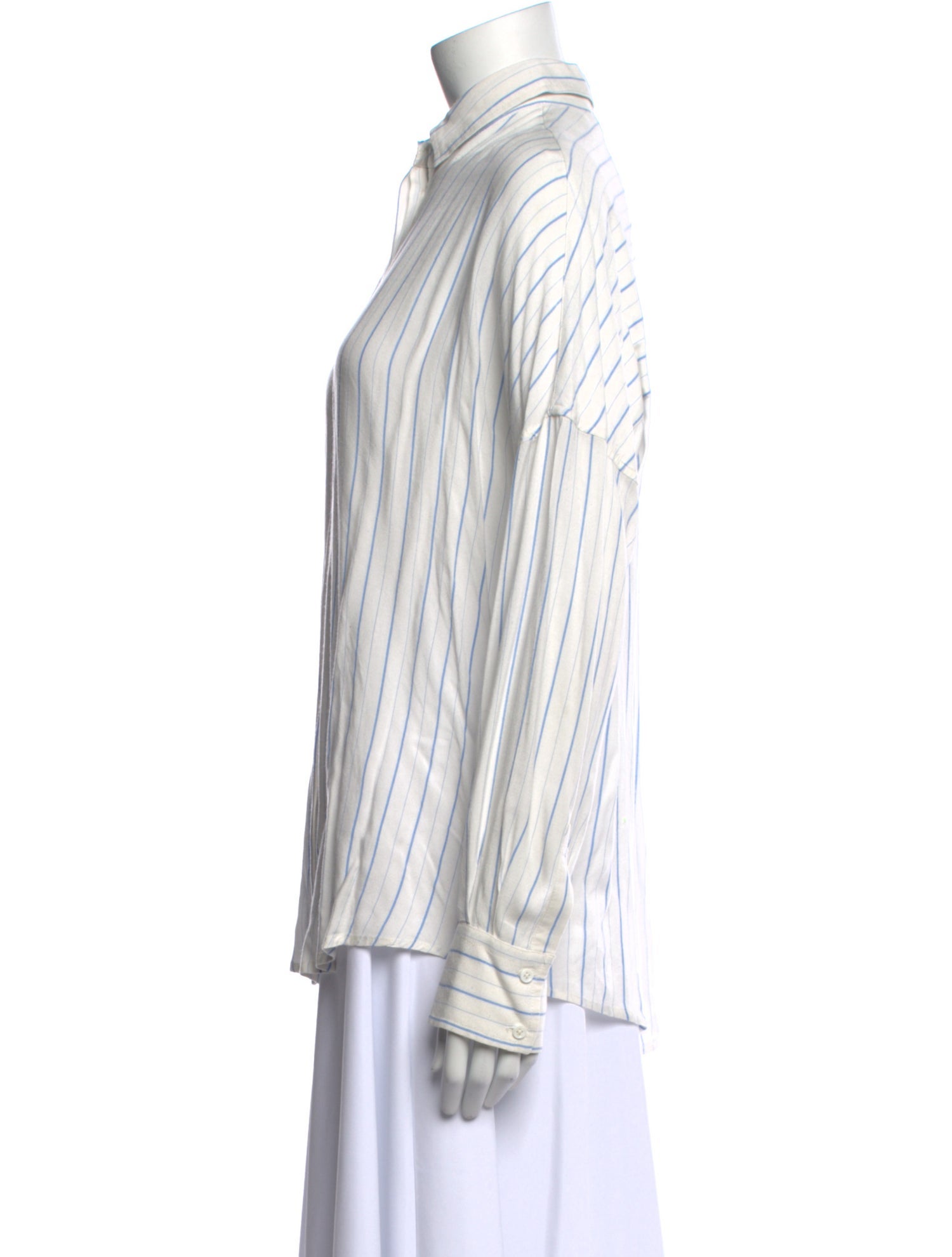 Iro Striped Long Sleeve Button-Up Top