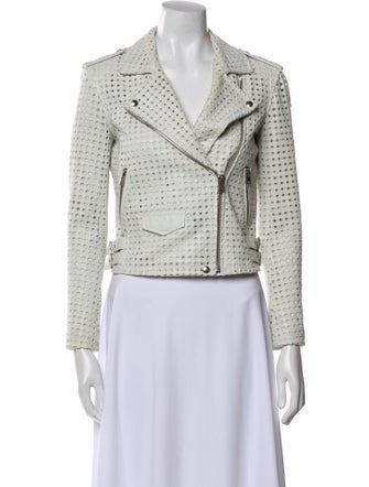 Iro Lamb Leather Tweed Pattern Blazer