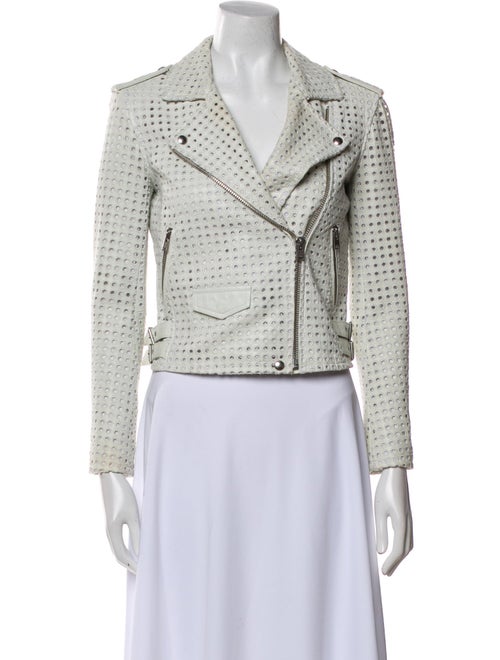 Iro Lamb Leather Tweed Pattern Blazer