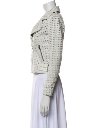 Iro Lamb Leather Tweed Pattern Blazer