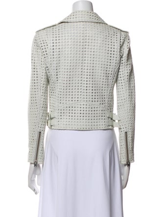 Iro Lamb Leather Tweed Pattern Blazer