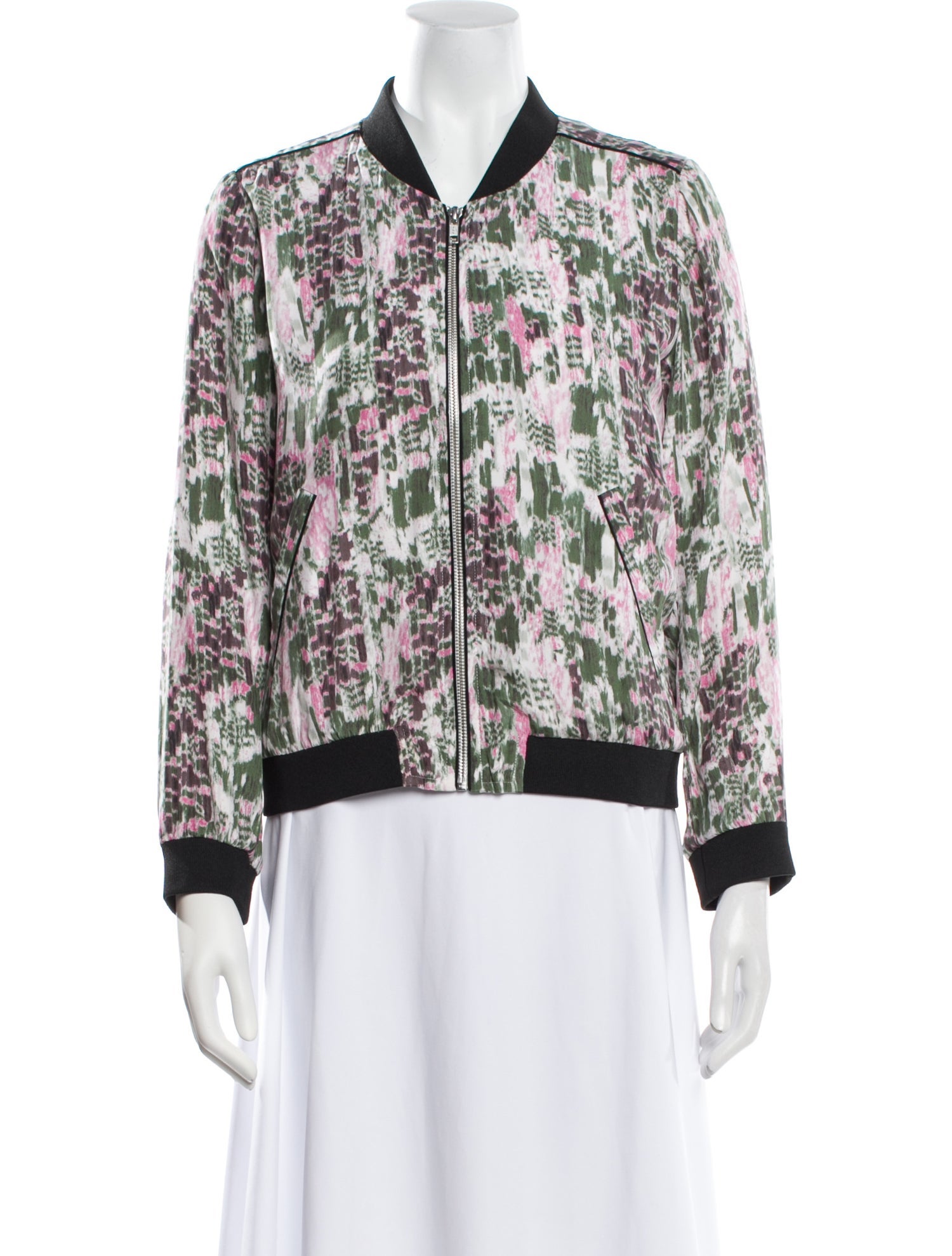 Iro Silk Floral Print Bomber Jacket