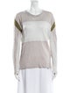 Iro Linen Colorblock Pattern T-Shirt