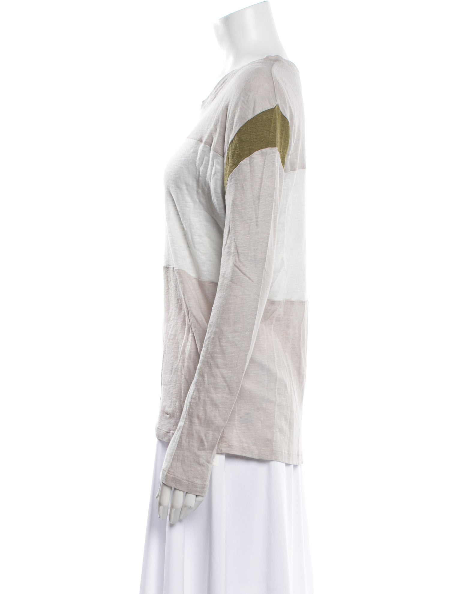 Iro Linen Colorblock Pattern T-Shirt