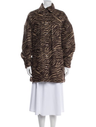 Iro Wool Animal Print Faux Fur Coat