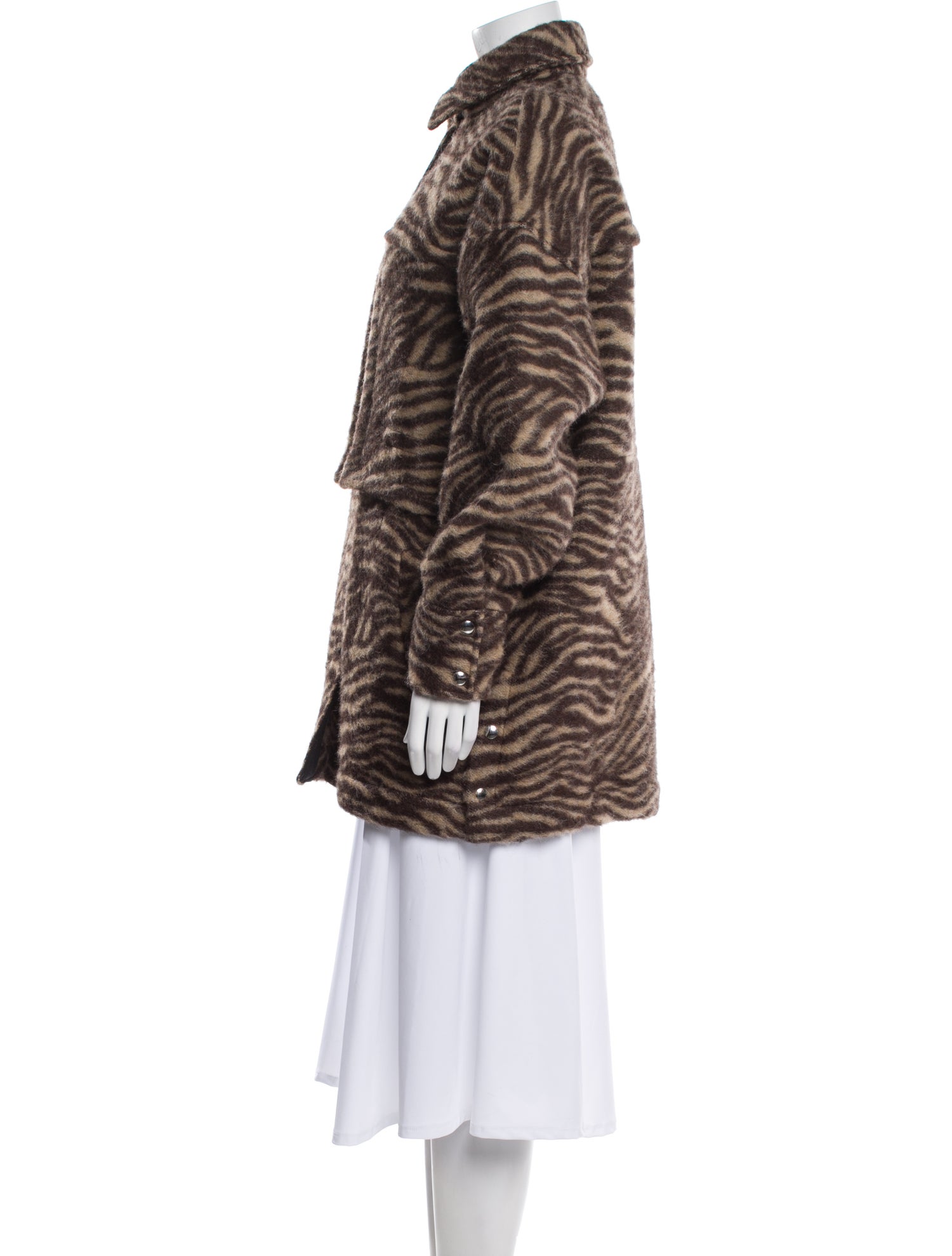 Iro Wool Animal Print Faux Fur Coat