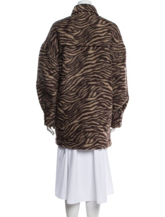 Iro Wool Animal Print Faux Fur Coat