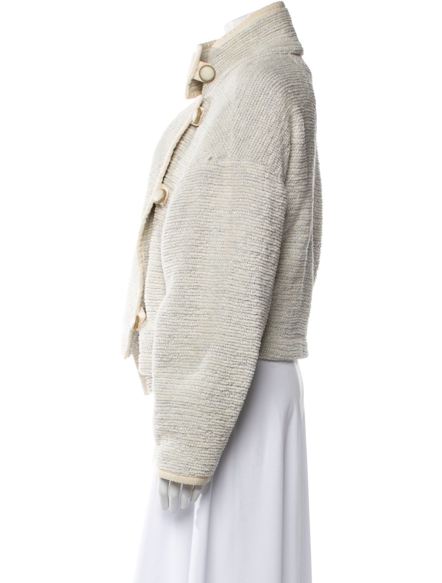 Iro Tweed Pattern Faux Fur Jacket