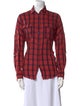 Iro Plaid Print Long Sleeve Button-Up Top