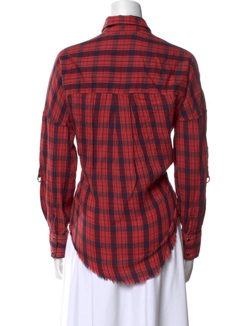 Iro Plaid Print Long Sleeve Button-Up Top