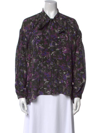 Iro Floral Print Long Sleeve Button-Up Top