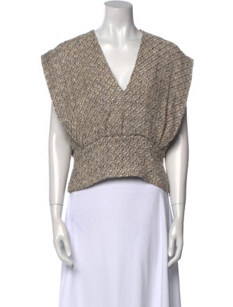 Iro Printed V-Neck Crop Top