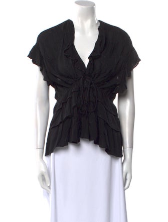 Iro V-Neck Short Sleeve Blouse