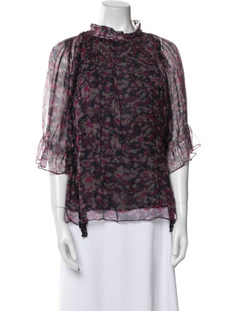 Iro Floral Print Mock Neck Blouse