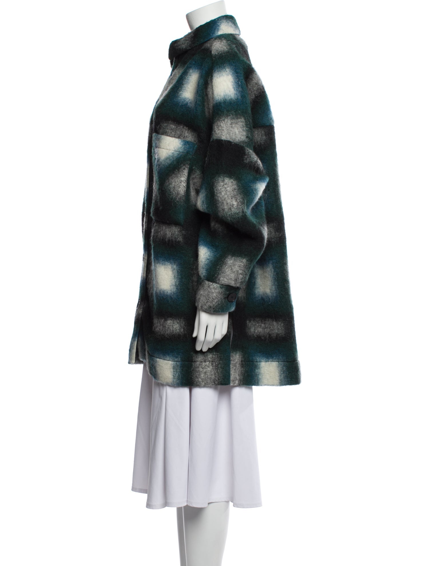 Iro Wool Plaid Print Peacoat