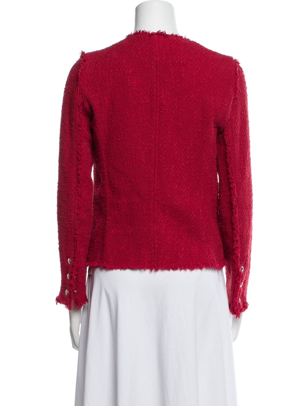 Iro Jacket Red Fringe & Distressed Accents Collar… - image 3