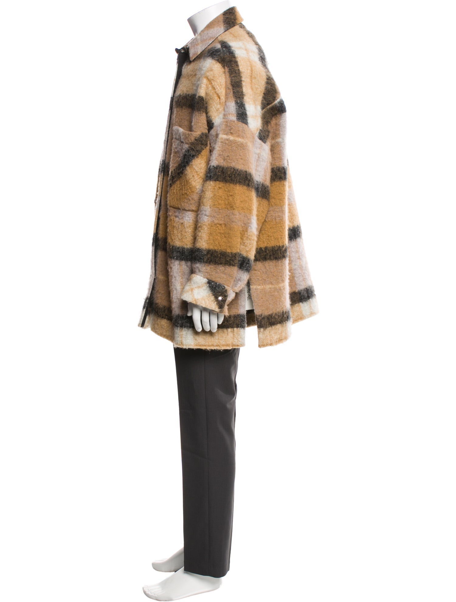 Iro Wool Plaid Print Overcoat