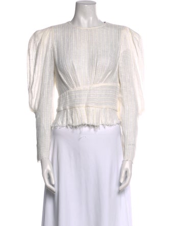 Iro Bateau Neckline Three-Quarter Sleeve Crop Top