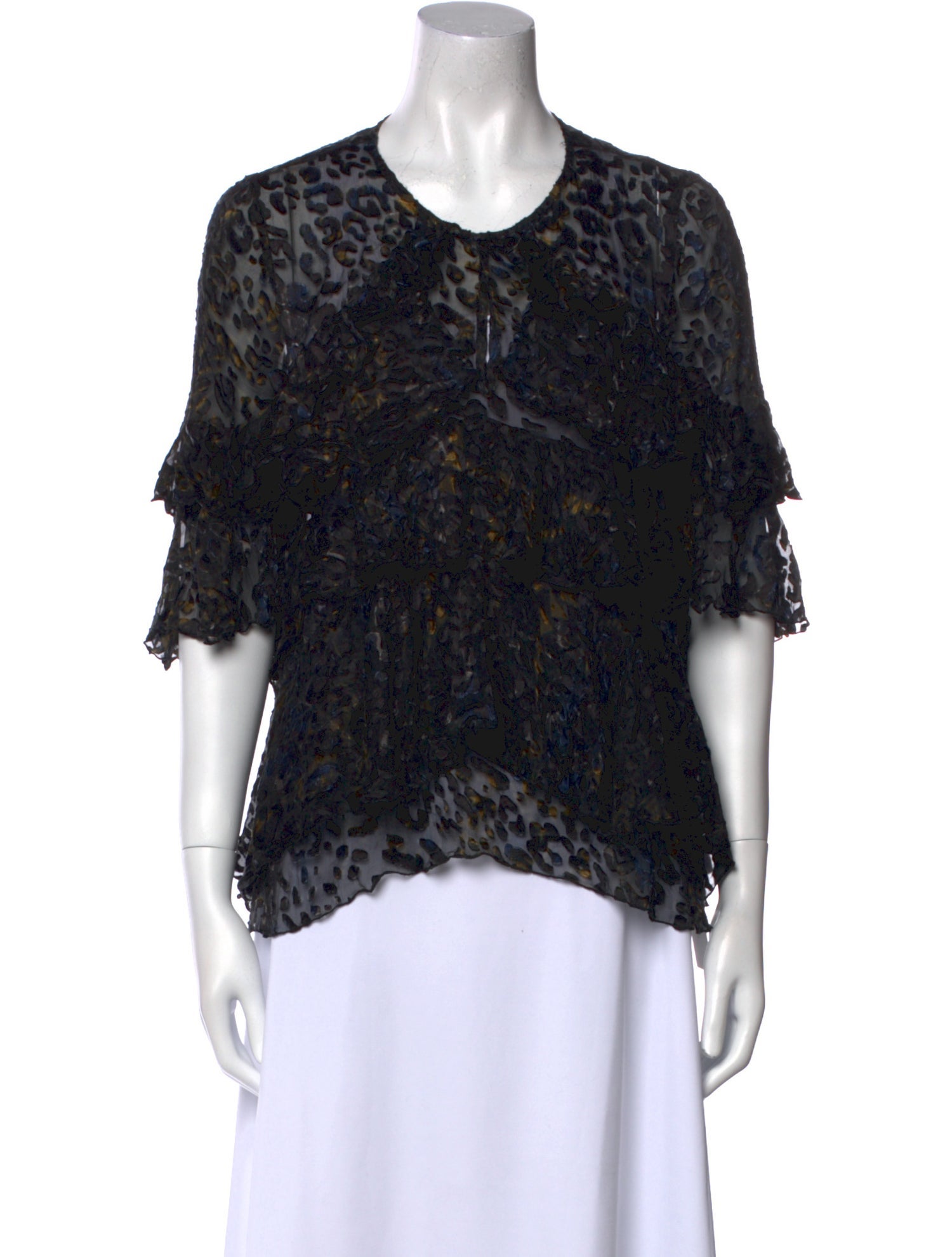 Iro Lace Pattern Crew Neck Blouse