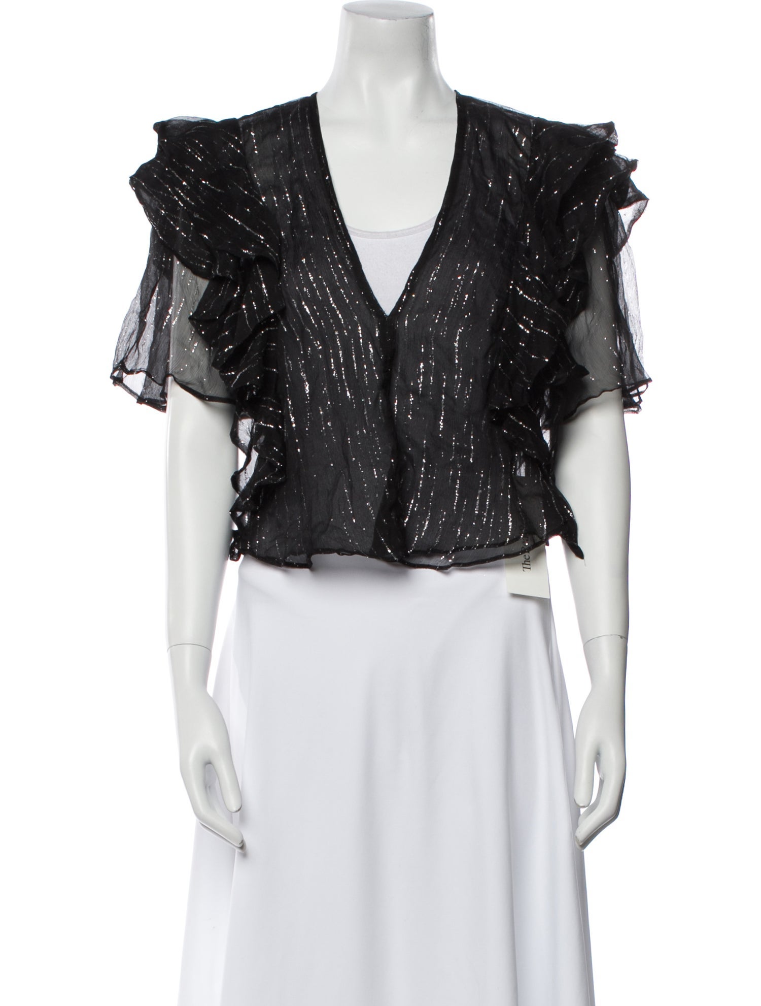 Iro Polka Dot Print V-Neck Crop Top