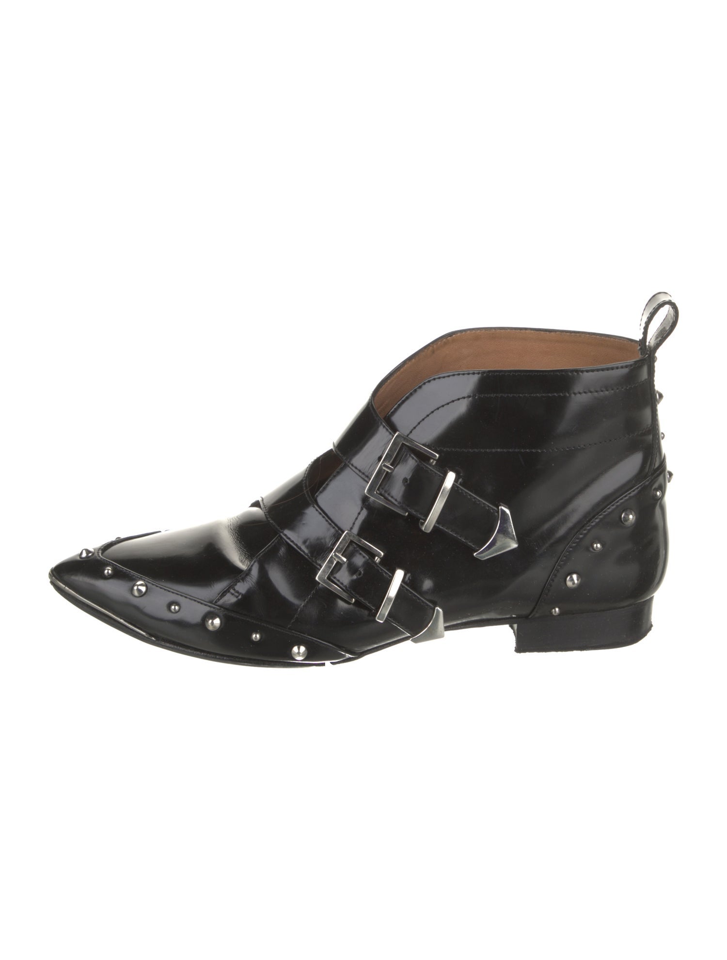 Iro Patent Leather Studded Accents Chelsea Boots