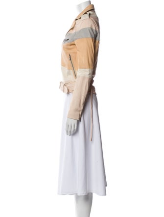 Iro Lamb Leather Colorblock Pattern Biker Jacket