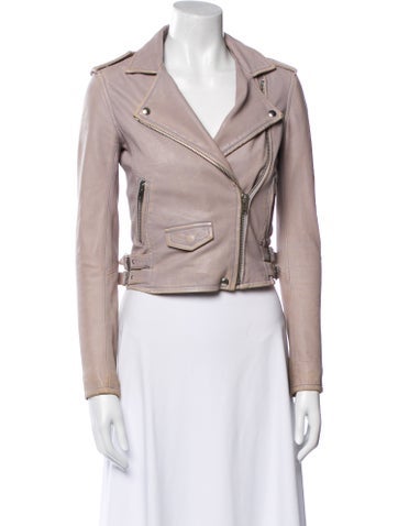 Pre-owned Iro Leather Biker Jacket In Gray