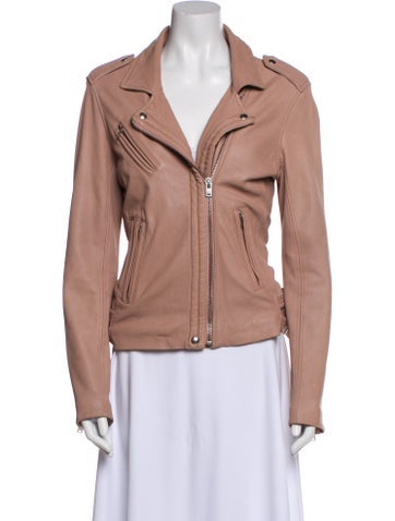 Pre-owned Iro Lamb Leather Biker Jacket In Pink